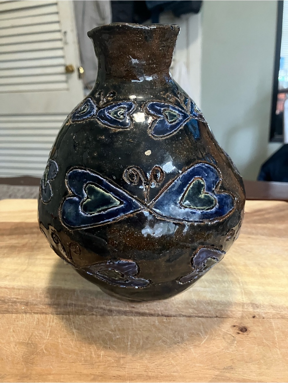 Handcrafted Ceramic Vase with a Chocolate Brown Glaze